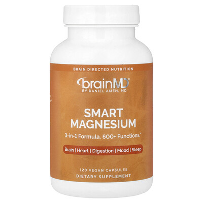 BrainMD, Magnesio inteligente, Magnesio inteligente, 120 cápsulas veganas (150 mg por cápsula)