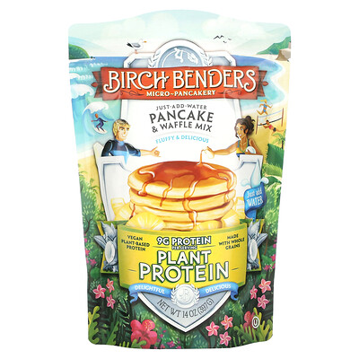 Birch Benders Смесь для блинов и вафель, растительный белок, 397 г (14 унций)