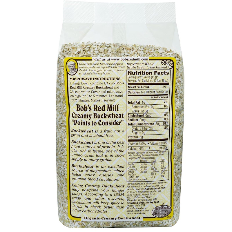 Bob's Red Mill, Organic Creamy Buckwheat Hot Cereal, Whole Grain, 18 oz