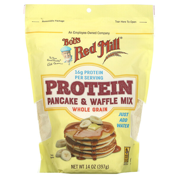 Bob's Red Mill‏, תערובת דגנים מלאים להכנת פנקייקים וופלים, 397 גרם (14 אונקיות)