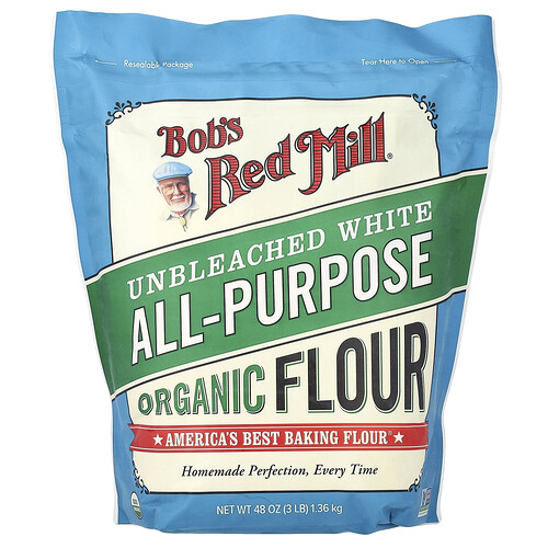 Bob's Red Mill Organic Unbleached White All-Purpose Flour, 48 oz (1.36 kg)
