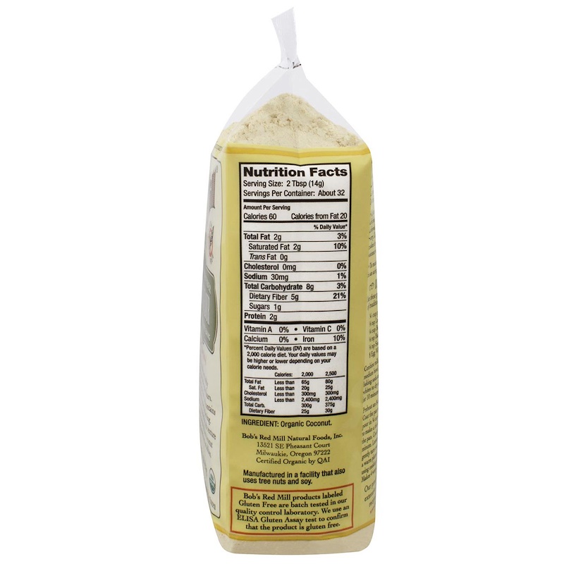 Bob's Red Mill, Organic High Fiber Coconut Flour, Gluten Free, 16 oz (453 g) iHerb