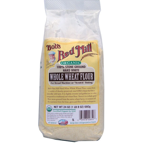 Bob's Red Mill, Organic, Hard White Whole Wheat Flour, 24 oz (680 g) (Discontinued Item) 