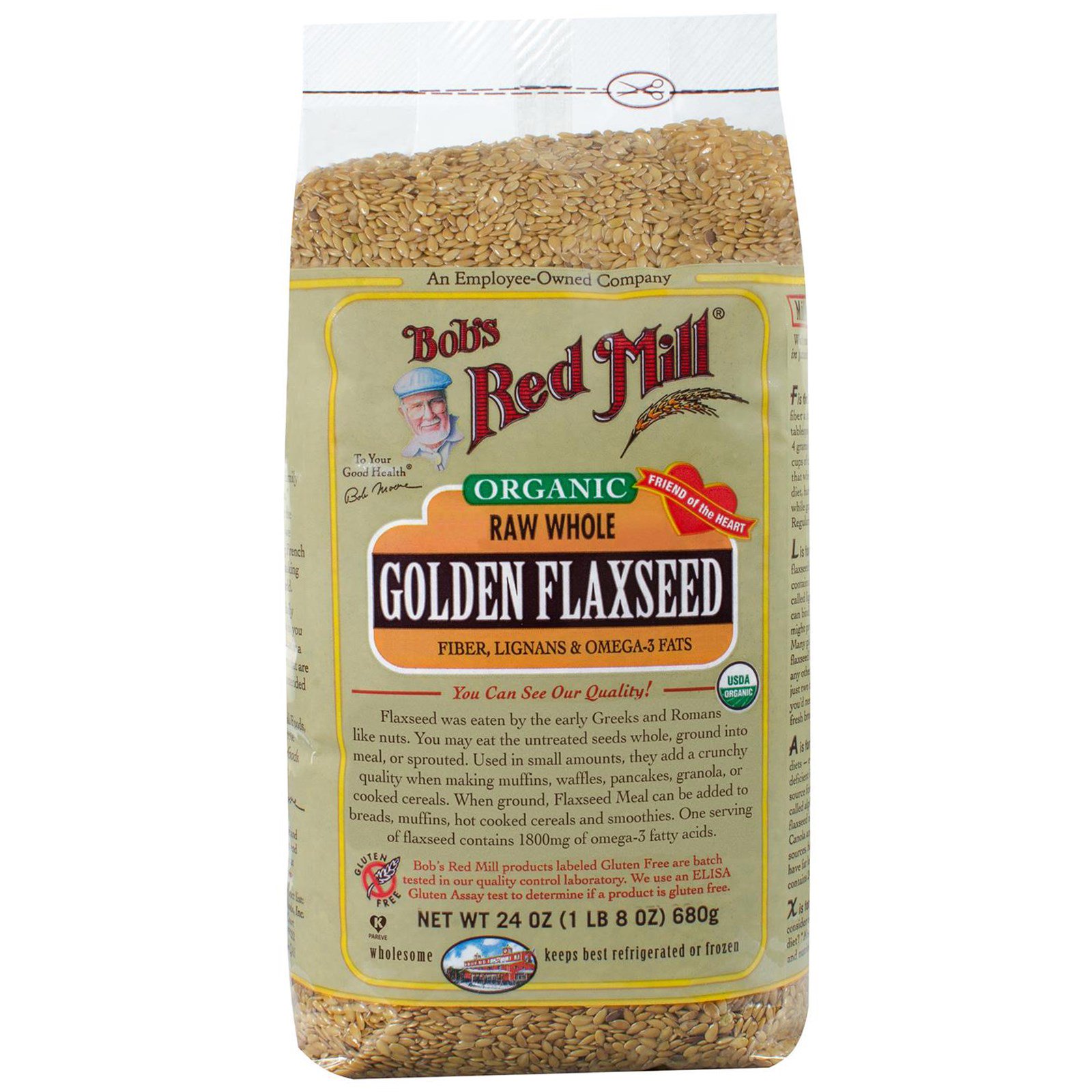 Bob s Red Mill Organic Golden Flaxseed  24 oz 680 g 