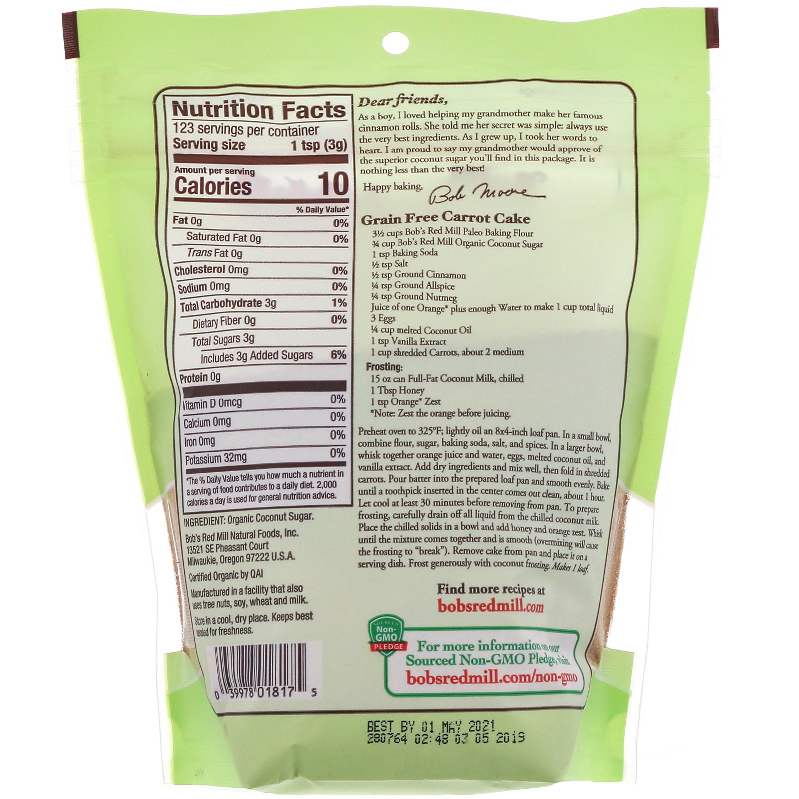 Bob's Red Mill, Organic Coconut Sugar, 13 oz (369 g) - iHerb