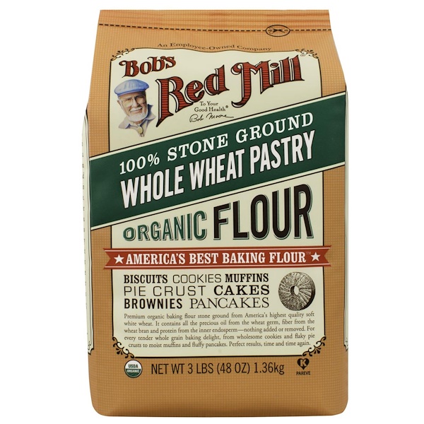 Bob's Red Mill, Органическая мука из цельной пшеницы для кондитерских изделий 48 унции (1.36 кг) (Discontinued Item) 