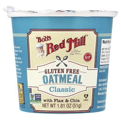 Bob's Red Mill, Avena con lino y chía, Clásica, 51 g (1,81 oz)