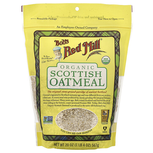 Bob's Red Mill, Organic Scottish Oatmeal, schottische Bio-Haferflocken, 567 g (20 oz.)