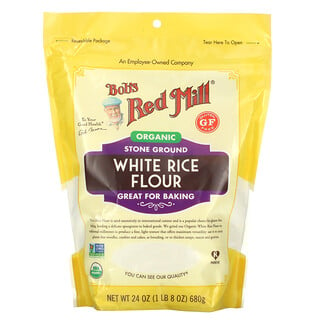 Bob's Red Mill, دقيق الأرز الأبيض العضوي، 24 أونصة (680 جم)