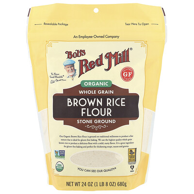 Bob's Red Mill органическая мука из бурого риса цельнозерновая 680 г (24 унции)