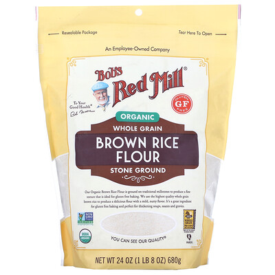 Купить Bob's Red Mill органическая мука из бурого риса, цельнозерновая, 680 г (24 унции)