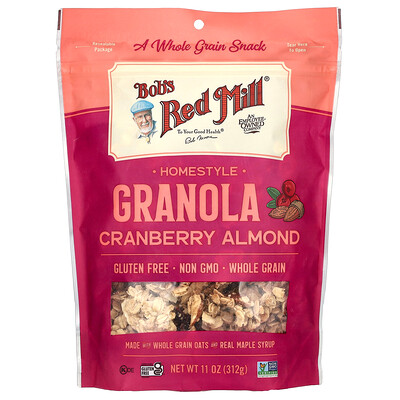 Bob's Red Mill, Granola casera, Arándanos rojos y almendras, 312 g (11 oz)