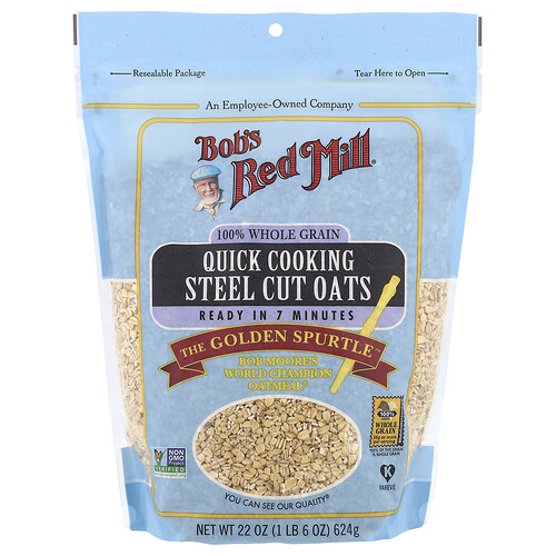 Bob's Red Mill 100% Whole Grains Quick Cooking Steel Cut Oats | 22 oz Package