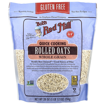 Bob's Red Mill, Avena arrollada de cocción rápida, integral, sin gluten, 794 g (28 oz)