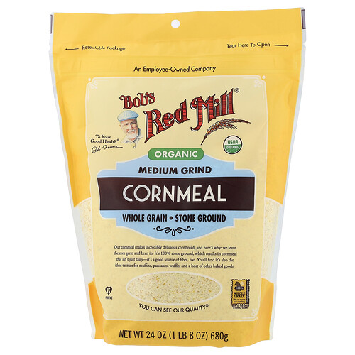 Bob's Red Mill, Organic Medium Grind Cornmeal, Bio-Maismehl mit mittlerem Mahlgrad, Vollkorn, 680 g (24 oz.)