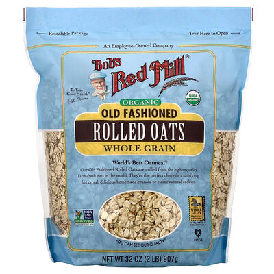 Bob's Red Mill, Avena arrollada orgánica a la antigua, Grano integral, 907 g (32 oz)