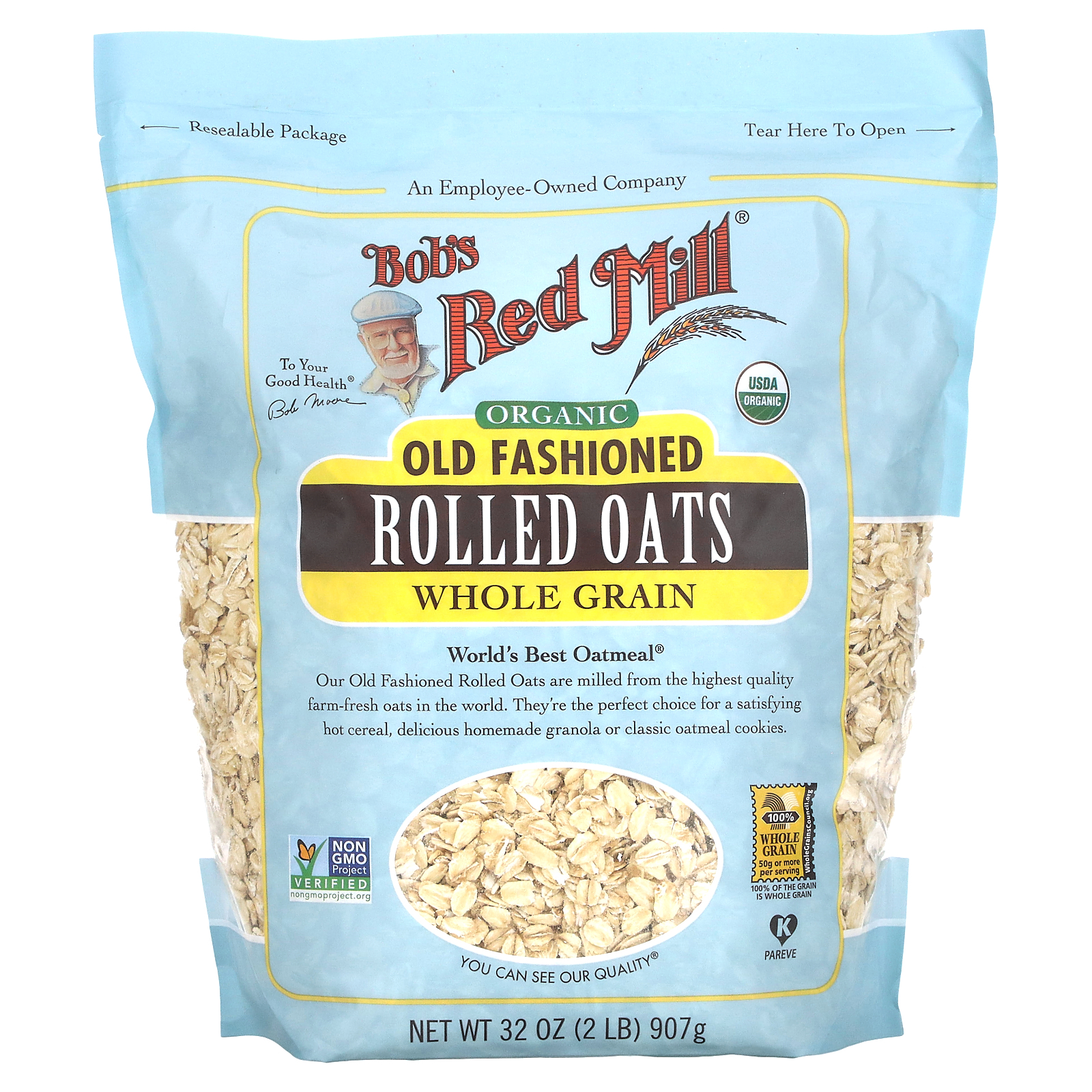 Bob's Red Mill, Organic Old Fashioned Rolled Oats, Whole Grain, 32 Oz ...