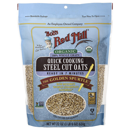 Bob's Red Mill, Organic Quick Cooking Steel Cut Oats, stahl geschnittener Hafer, 624 g (1 lb. 6 oz.)