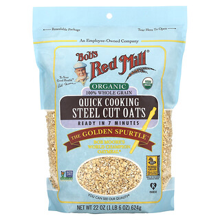 Bob's Red Mill, Organic Quick Cooking Steel Cut Oats, Whole Grain, 1 lb 6 oz (624 g)