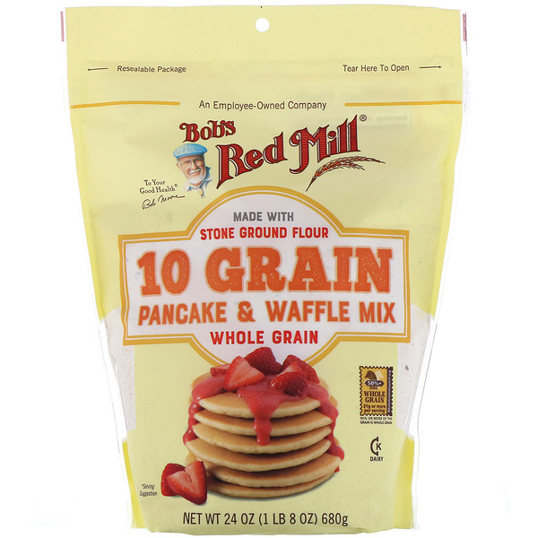 Bob's Red Mill, 10 Grain Pancake & Waffle Mix, Whole Grain, 27 oz (680