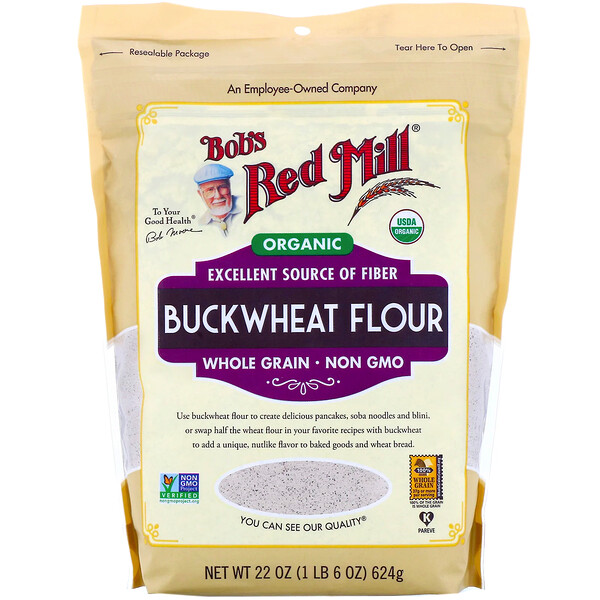 Organic Buckwheat Flour, Whole Grain, 22 oz (624 g)