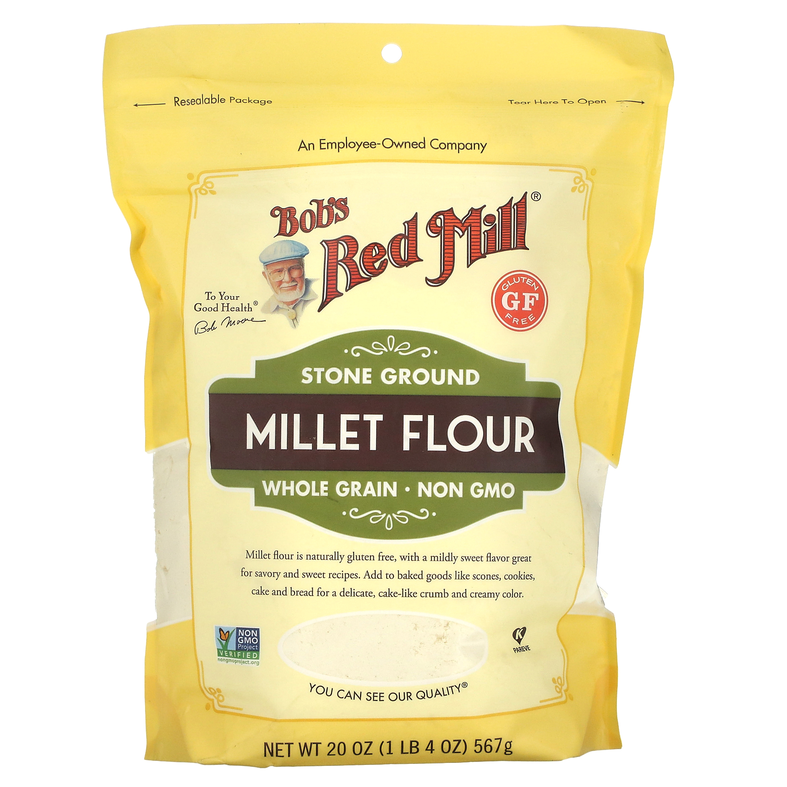 Bob's Red Mill, Stone Ground Millet Flour, Whole Grain, 20 oz (567 g)