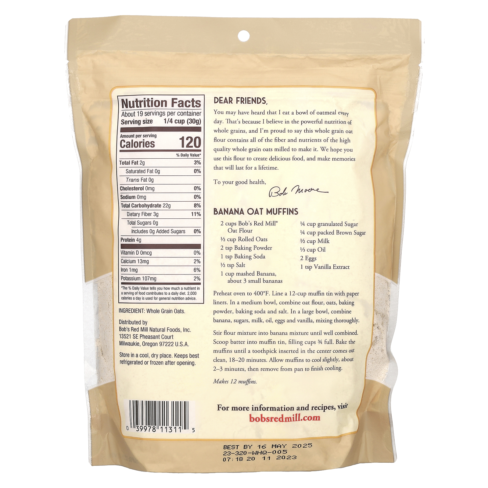 Hafermehl, Vollkorn, 20 oz (567 g) - Bild 2 von 2