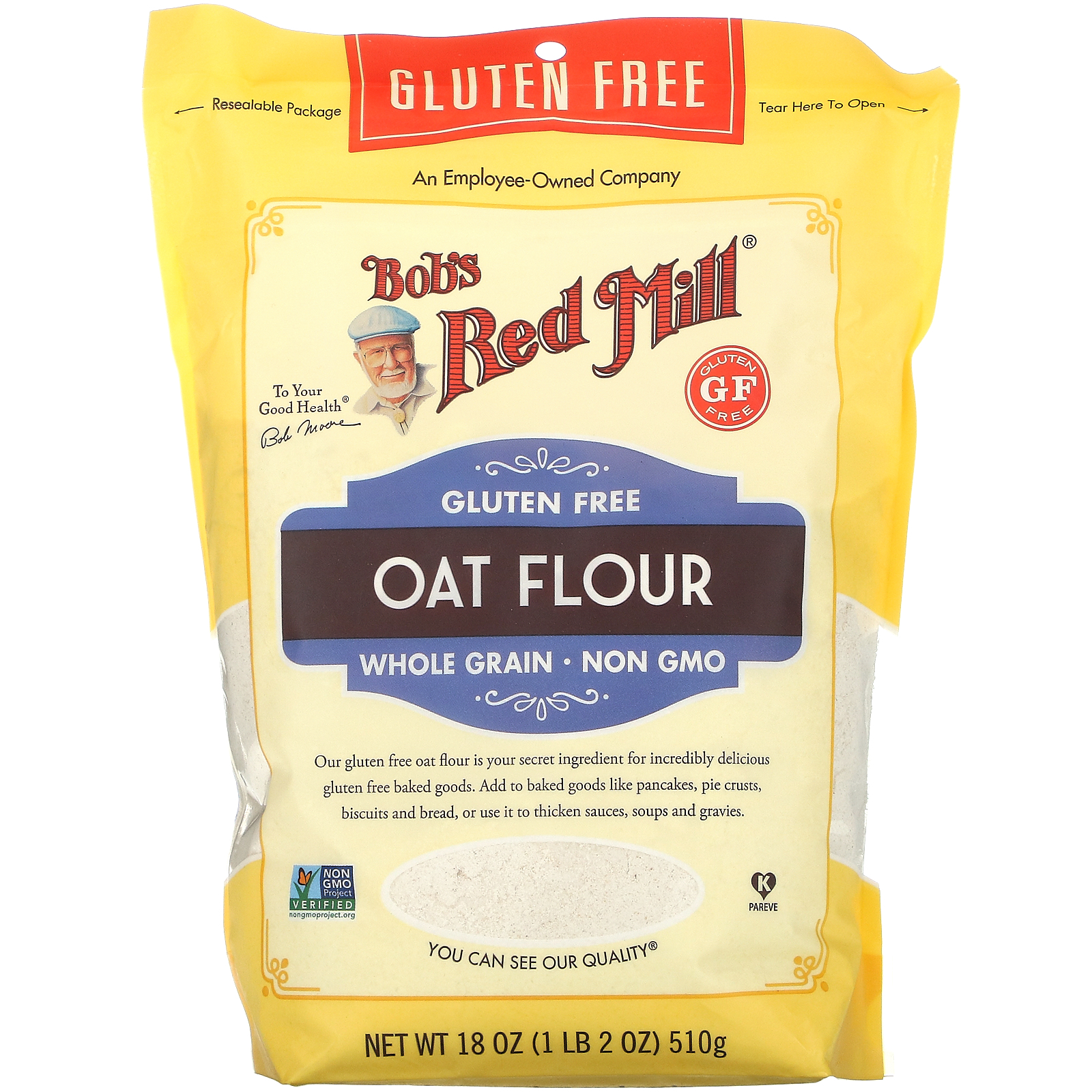 Bob s Red Mill Oat Flour Whole Grain Gluten Free 18 Oz 510 G IHerb