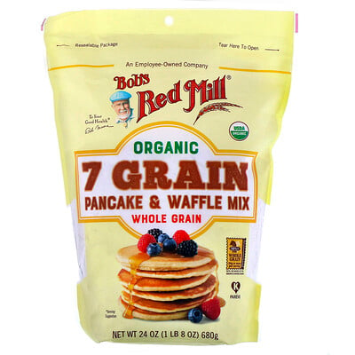 Bob's Red Mill Organic 7 Grain Pancake & Waffle Mix, Whole Grain, 24 oz (680 g)