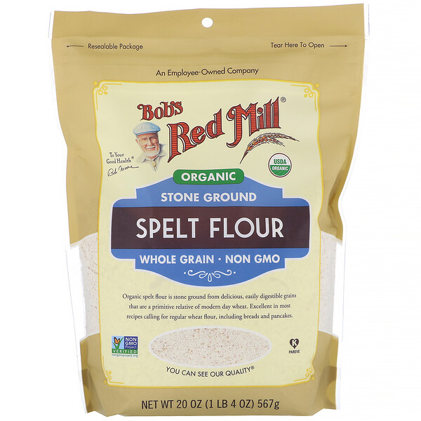 Organic Spelt Flour, Whole Grain, 20 oz (567 g)