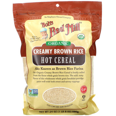 Купить Bob's Red Mill Organic Creamy Brown Rice, Hot Cereal, 24 oz (680 g)