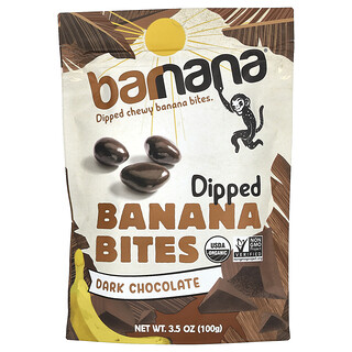 Barnana, Dipped Chewy Banana Bites, Dark Chocolate, 3.5 oz (100 g)