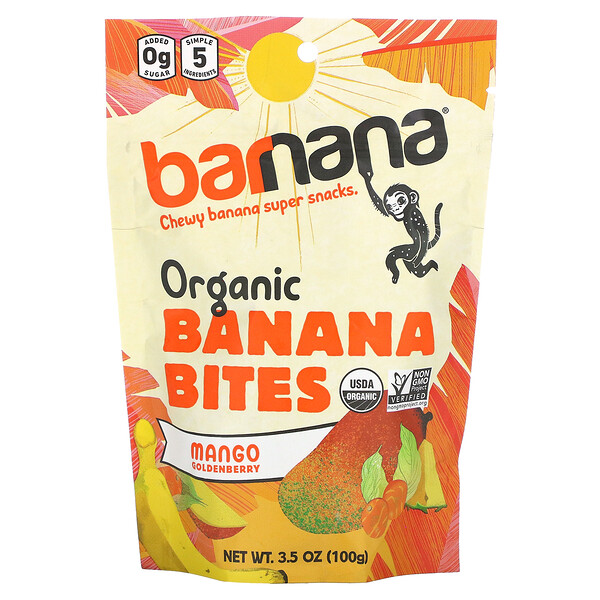 Barnana, Organic Banana Bites, Mango Goldenberry, 3.5 oz (100 g)