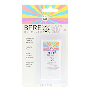 Отзывы о Bare Republic, Mineral Baby Sunscreen Stick, SPF 50, 0.5 oz (14.2 g)