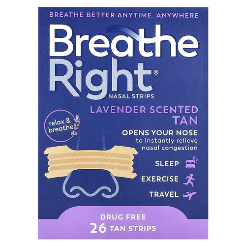 Breathe Right, Nasal Strips, Lavender, 26 Tan Strips
