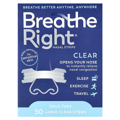Product Image for Breathe Right, Nasal Strips, Large, 30 Clear Strips