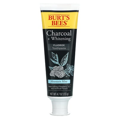 Купить Burt's Bees Charcoal + Whitening, зубная паста с фтором, горная мята, 133 г (4, 7 унции)