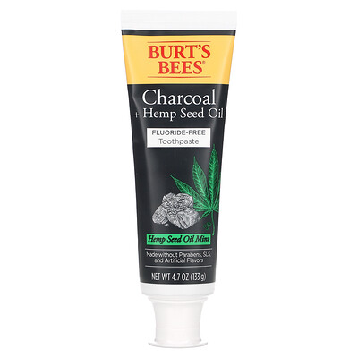 

Burt's Bees, Charcoal + Hemp Seed Oil, Fluoride-Free Toothpaste, Hemp Seed Oil Mint, 4.7 oz (133 g)