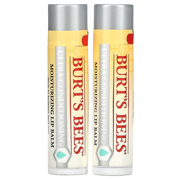 Burt's Bees, Ultra Conditioning Moisturizing Lip Balm, 2 Pack, 0.15 oz (4.25 g) Each