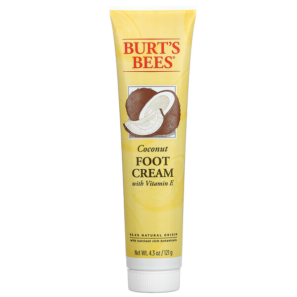 Burt's Bees, Crema de coco para los pies con vitamina E, 121 g (4,3 oz)