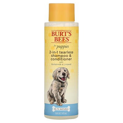 Купить Burt's Bees 2-в-1 шампунь и кондиционер для щенков с пахтой и льняными семенами, 473 мл (16 жидк. Унций)