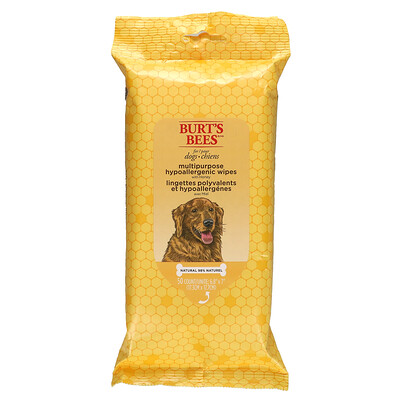 Купить Burt's Bees Универсальные гипоаллергенные салфетки для собак с медом, 50 шт.