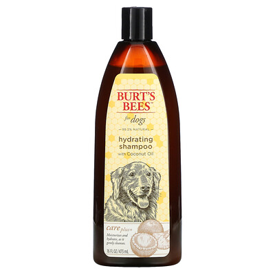 Купить Burt's Bees Care Plus +, увлажняющий шампунь для собак с кокосовым маслом, 473 мл (16 жидк. Унций)