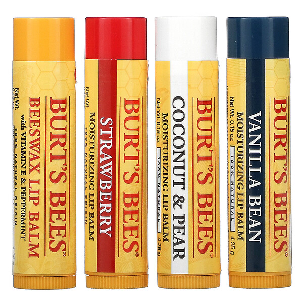Moisturizing Lip Balms, Assorted Flavors, 4 Pack, 0.15 oz (4.25 g) Each