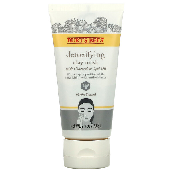 Detoxifying Clay Mask with Charcoal & Acai Oil, 2.5 oz (70.8 g)