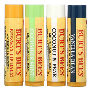 Burt's Bees, 保溼潤脣膏，多種口味，4 支，每支 0.15 盎司（4.25 克）
