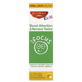 Bioray, Kids, NDF Focus, Boost Attention & Remove Toxins, Citrus , 2 fl oz. (60 ml)