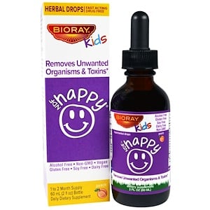 Bioray Inc., NDF «Счастье», выводит нежелательные микроорганизмы и токсины, для детей, персиковый вкус, 2 жид. унций (60 мл) инструкция, применение, состав, противопоказания