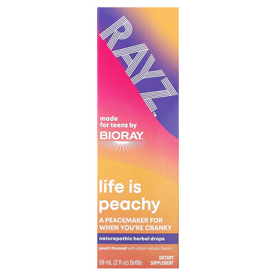 

Bioray Inc., Rayz, Life Is Peachy, For Teens, Peach, 2 fl oz (59 ml)