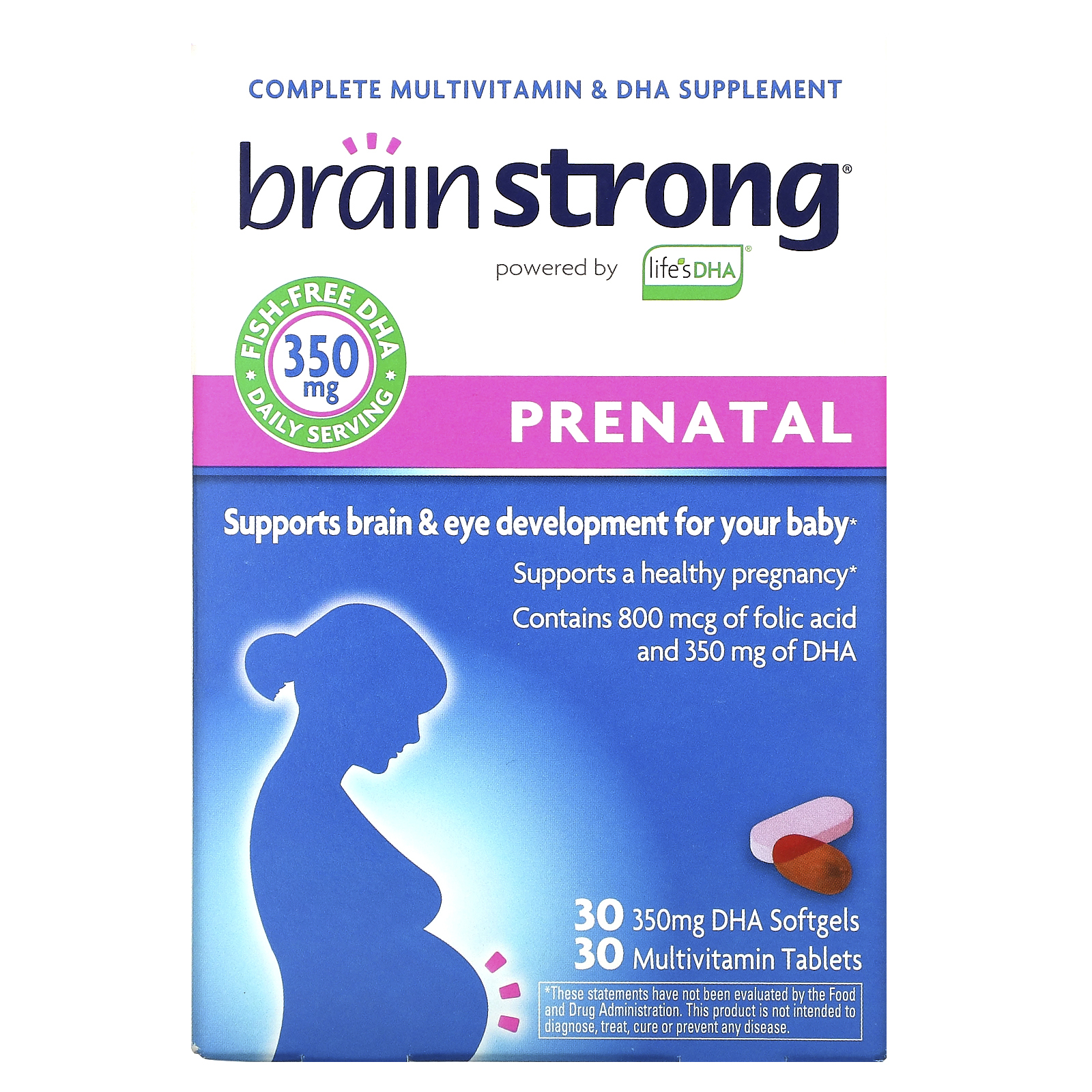 BrainStrong, Prenatal, Complete Multivitamin & DHA Supplement, 350 mg